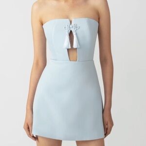 SAULEE ISLA STRAPLESS MINI DRESS blue
